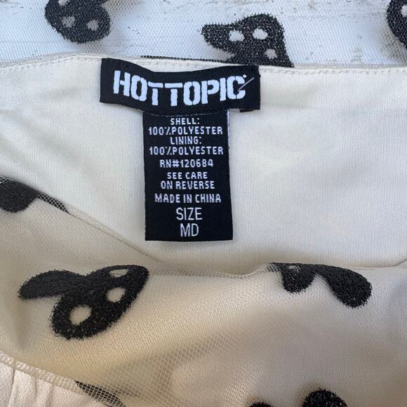 Hot Topic Shirt Md Cream Glitter Mushrooms Cropped Sheer Puff Sleeve Whimsigoth - Picture 7 of 9